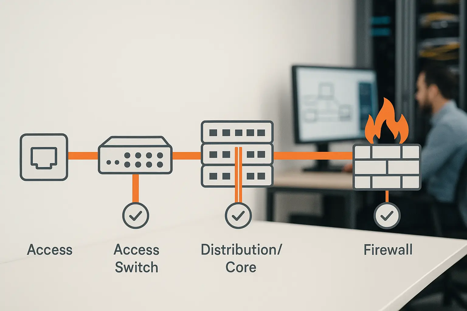 Textfreie Grafik, die einen Native-VLAN-Mismatch auf einem Trunk visuell zeigt