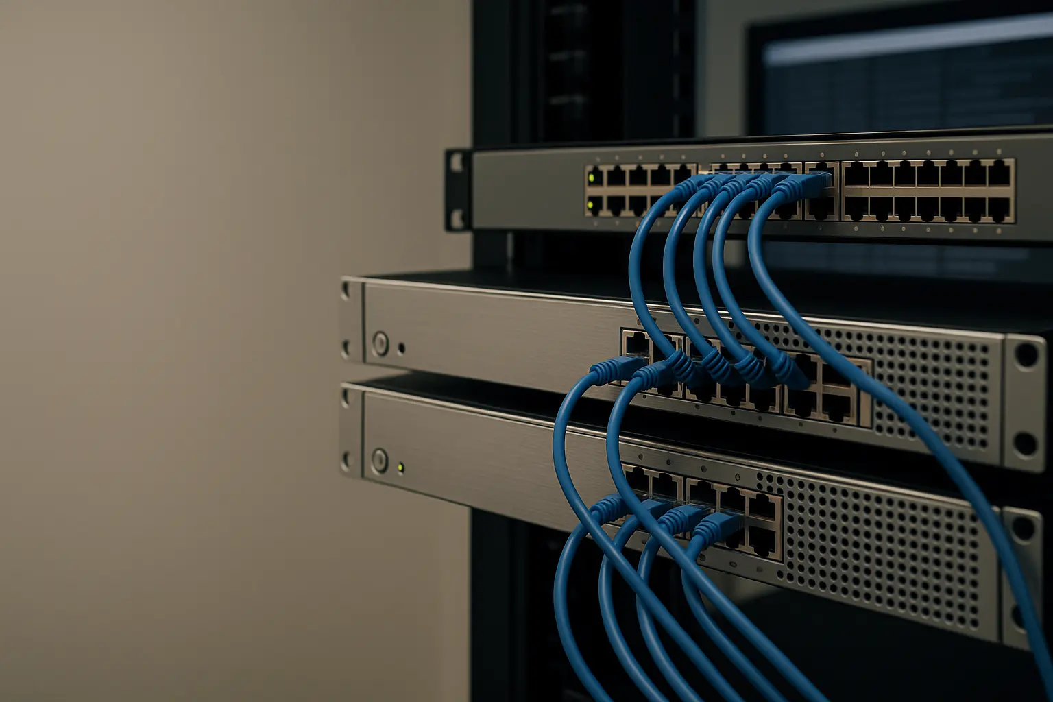 Zwei Server als redundantes RADIUS-Setup neben Switch-Hardware im Netzwerkraum.