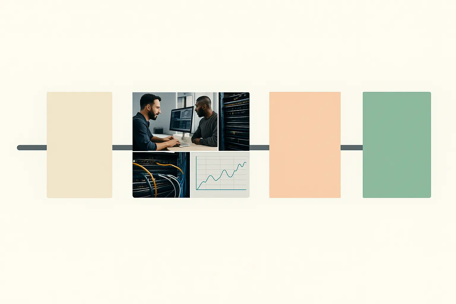 Textfreie Grafik eines Zeitstrahls mit mehreren Phasenblöcken für Convergence