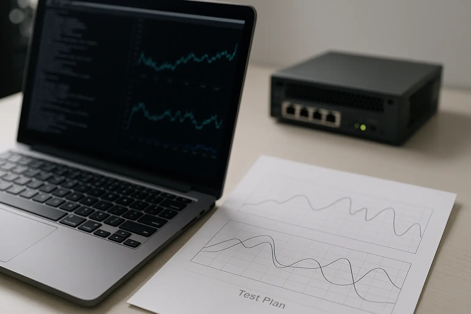 Textfreie Blockgrafik eines End-to-End-Systems mit Edge, Services, Queue und Datenbank