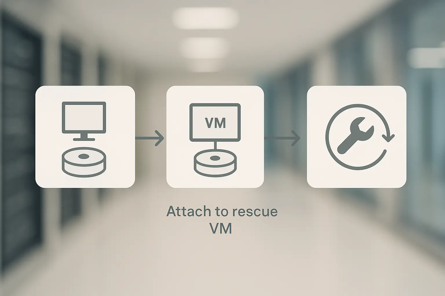 Grafische Darstellung des VM‑Bootpfads von Host über Storage bis Kernel