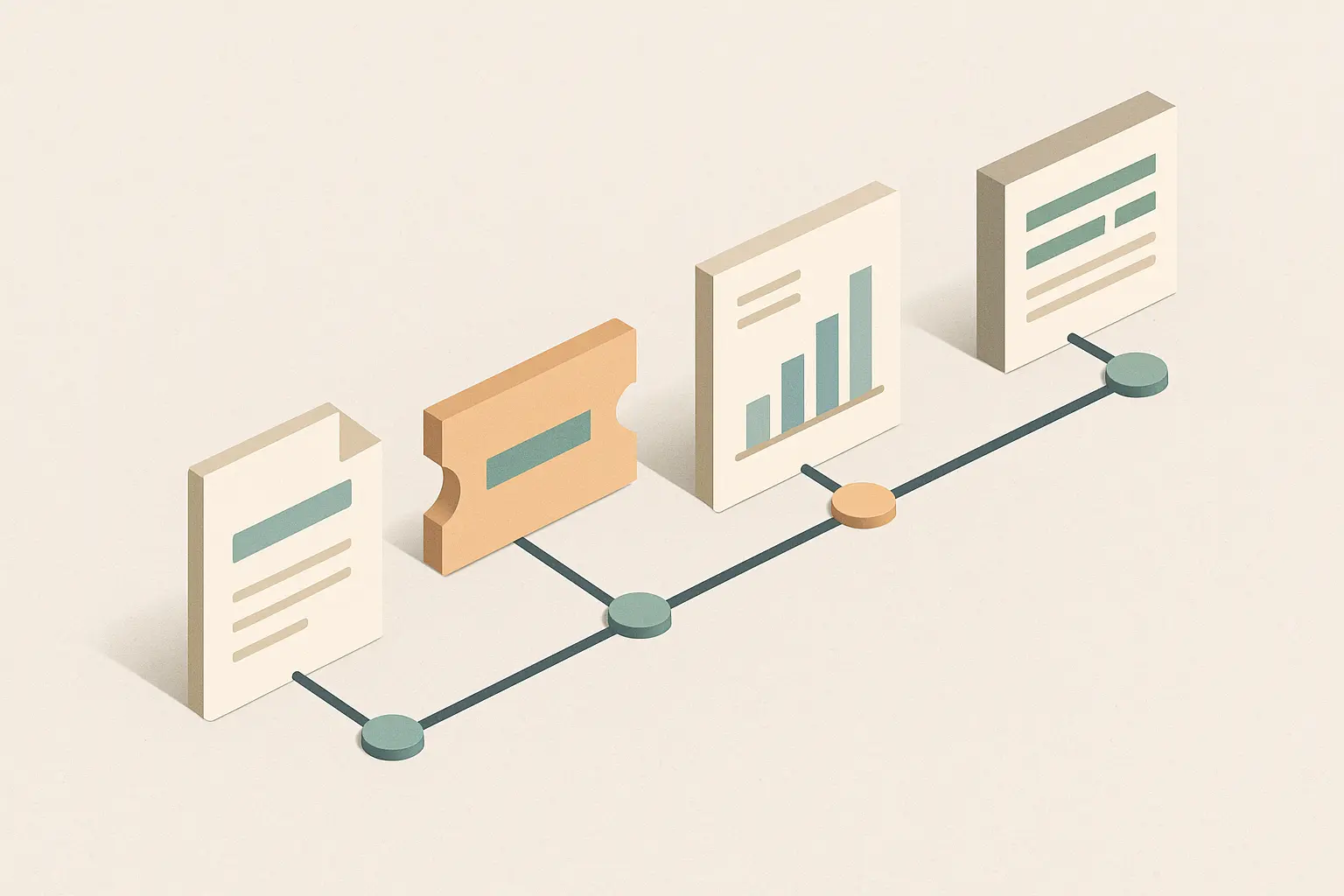 Textfreie Grafik eines Audit-Trails mit verbundenen Artefakten