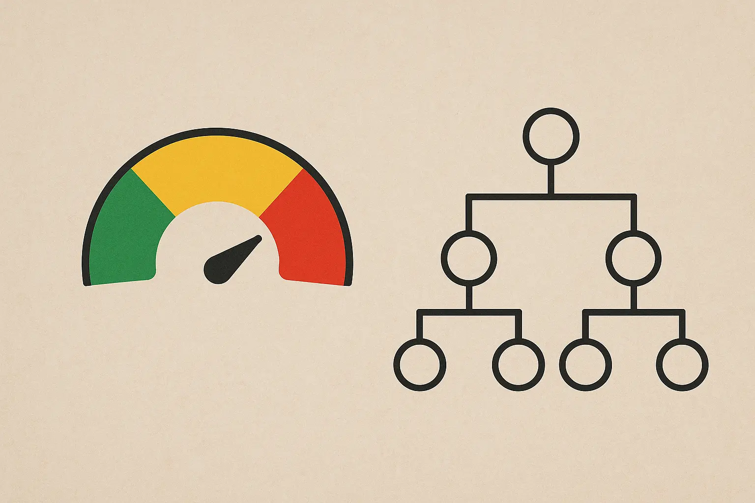 Abstrakte Darstellung eines vierstufigen Resilienz-KPI-Modells mit verbundenen Ebenen