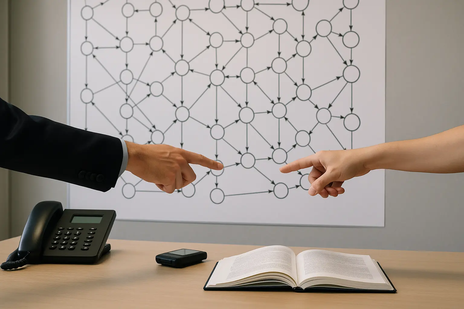 Incident-War-Room mit Diagramm zu Eskalationswegen und Kommunikationskanälen