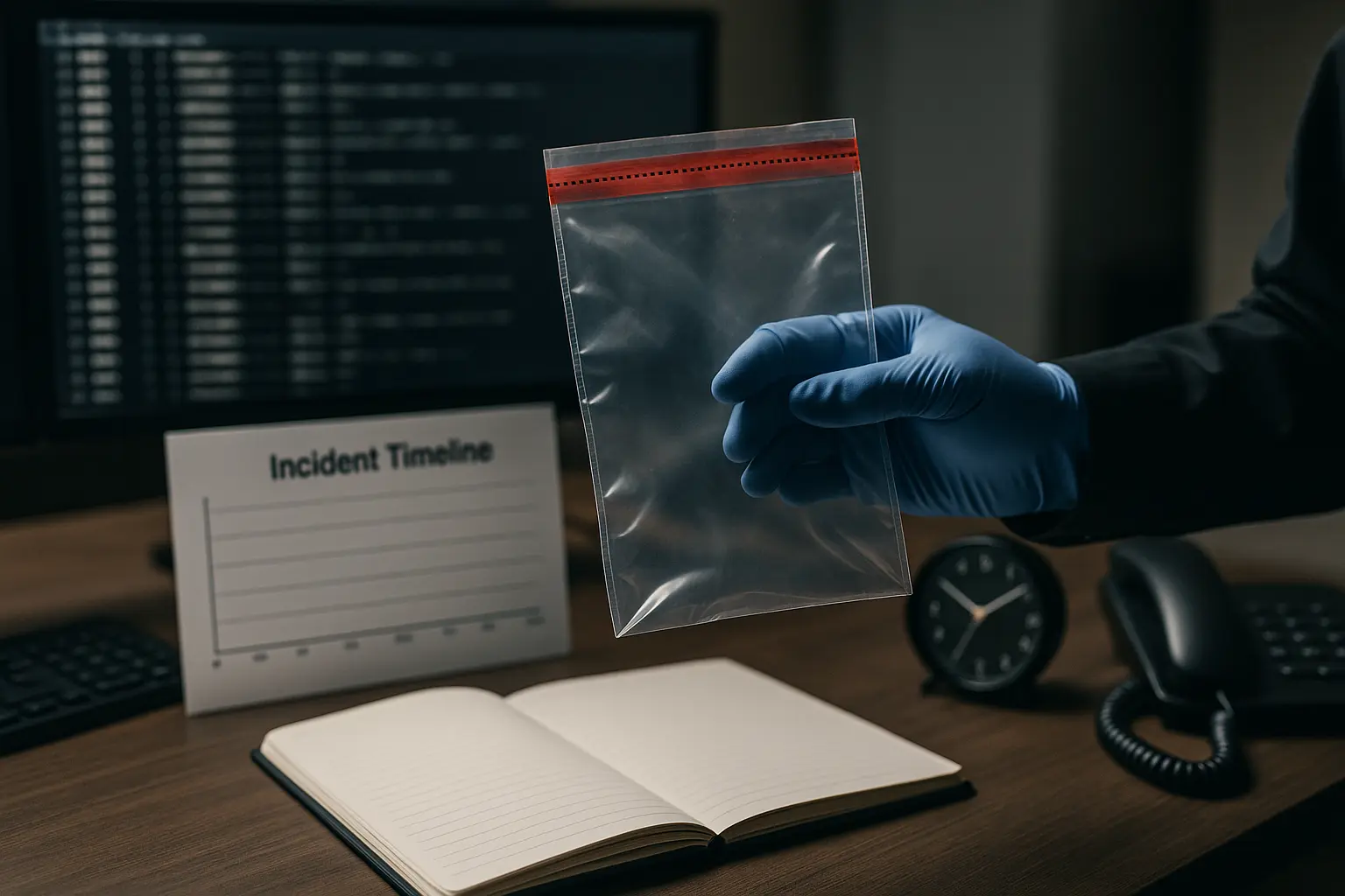 Incident-Response-Szene mit Fokus auf Beweissicherung und zeitkritische Meldungen