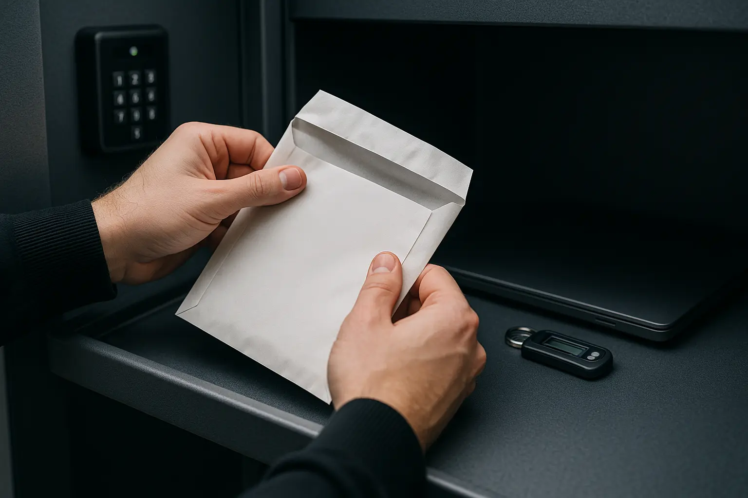 Kontrollierter Notfallzugang mit versiegeltem Umschlag und Token als Teil eines Break-Glass-Prozesses.